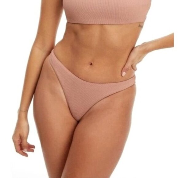Good American Bikini Bottom Women 2X Desert Rose‎ Rib Better Cheeky NWT Swimwear - Picture 1 of 10